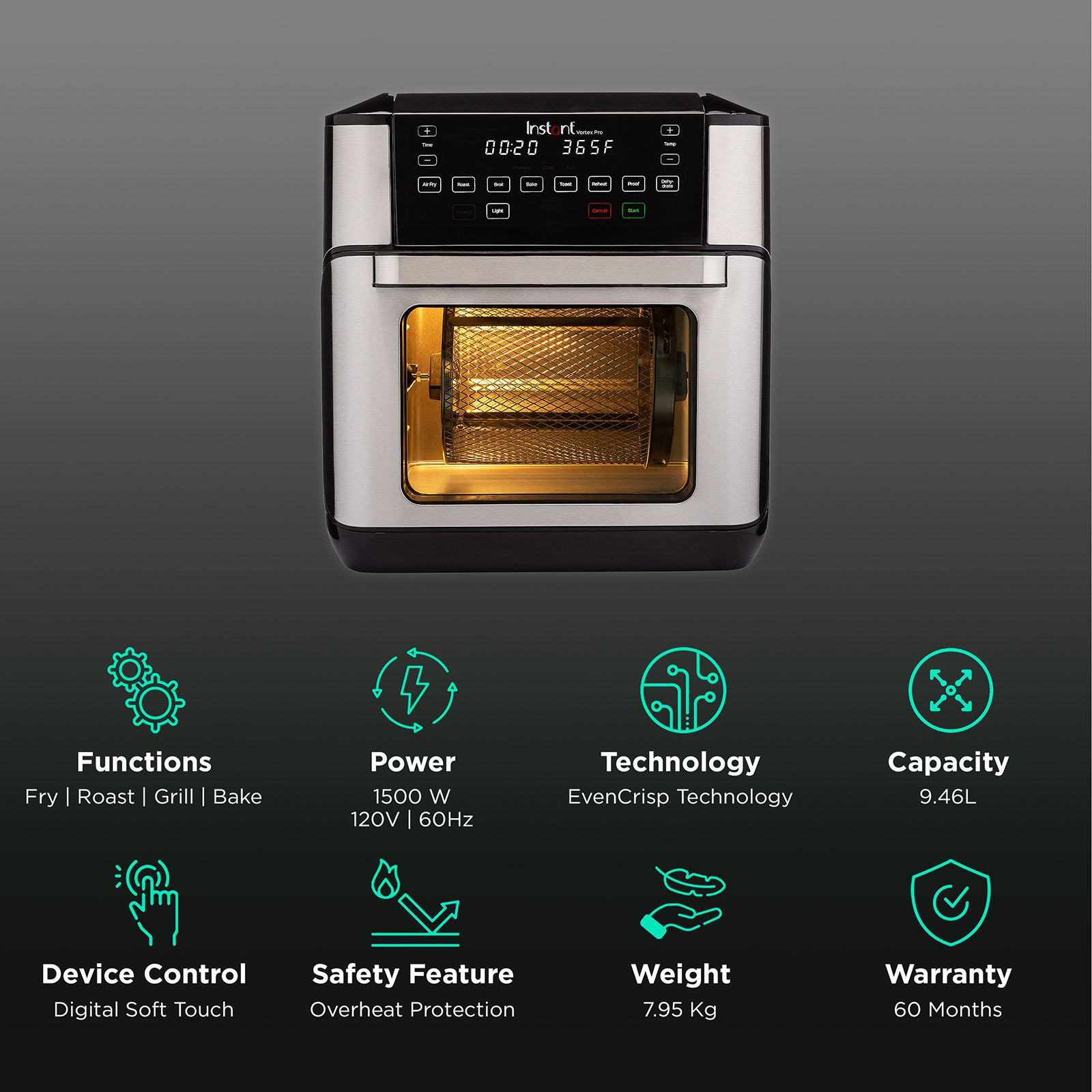 電子レンジ・オーブン Instant Vortex Pro Instant Pot Air Fryer Oven,Vortex Plus 10Qt,Rotisserie&Convection